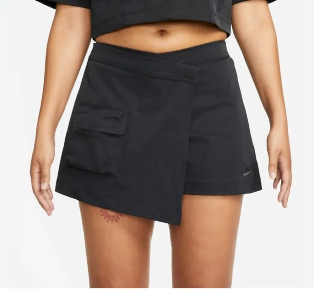 Nike Tech Pack Womens Skort XS Black High Rise Wraparound Cargo Pocket